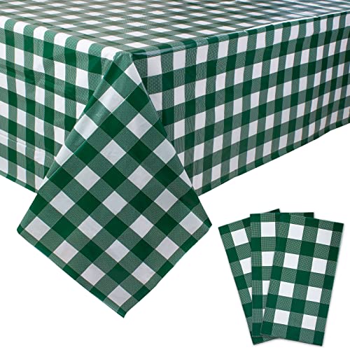 Kesfey 3 Pack grün 137x274cm Gingham Tischdecken, Kunststoff Einweg Karierten Tischdecke wasserdicht Party Rechteck Tischdecken für Parteien und Picknick von Kesfey