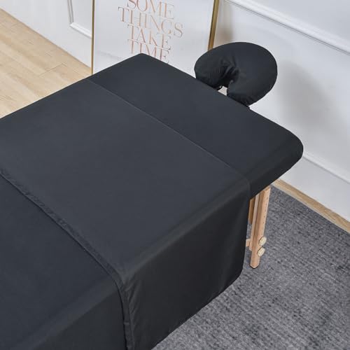 Kesfey 3-teiliges schwarzes Mikrofaser-Massagelaken-Set, inklusive Massage-Bettlaken, Spannbetttuch und Bezug für die Gesichtsstütze von Kesfey