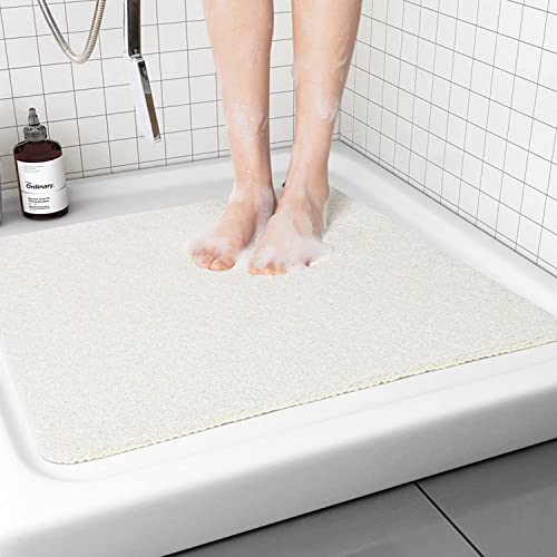 Quadratische Duschmatten für Innendusche, 60 x 60 cm, Luffa-Duschmatte, rutschfest, Anti-Schimmel, weiche Badematte für Badezimmer und nassen Boden (weiß) von Kesfey