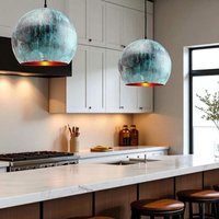 Paar Oxidierte Blaue Patina Pendelleuchten - Rustikale Kupfer Bauernhaus Hängende Kugel Lampen Für Inseln Paar Oxidierte Blaue Patina Pendelleuchten - Rustikale Kupfer Bauernhaus Hängende Kugel Lampen Für Inseln von KeshBazzar