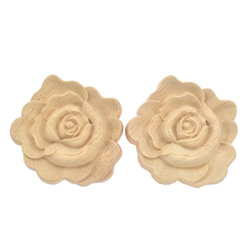 Kesheng 2X Holzornamente Holzrose Holzblumen Schnitzerei für Möbel Schrank Wand Dekor MEHRWEG Kesheng 2X Holzornamente Holzrose Holzblumen Schnitzerei für Möbel Schrank Wand Dekor MEHRWEG von Kesheng