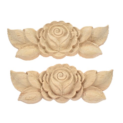 Kesheng 2X Holzornamente Holzrose Holzblumen Schnitzerei für Möbel Schrank Wand Dekor Kesheng 2X Holzornamente Holzrose Holzblumen Schnitzerei für Möbel Schrank Wand Dekor von Kesheng