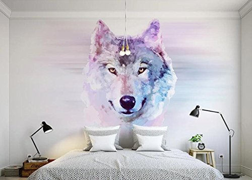 Keshj Benutzerdefinierte Fototapete 3D Tier Wolf Wandbild Tapete Wohnzimmer Schlafzimmer Sofa Hintergrund Dekorative Wand-200Cmx140Cm von Keshj