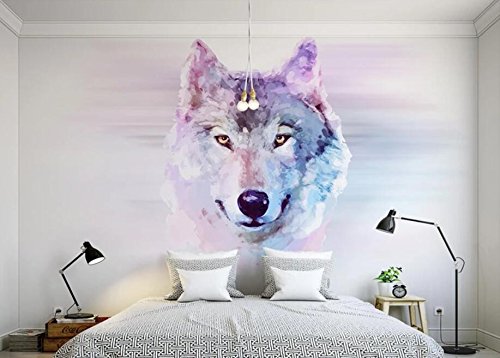 Keshj Benutzerdefinierte Fototapete 3D Tier Wolf Wandbild Tapete Wohnzimmer Schlafzimmer Sofa Hintergrund Dekorative Wand-250Cmx175Cm von Keshj