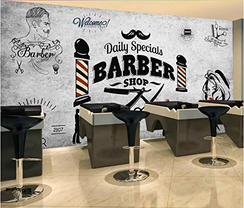 Keshj Retro Friseursalon Hintergrund Wallpaper Wandbild Für Friseur Barber Shop Hintergrund Wand Dekor Moderne Tapeten 3D -350Cmx245Cm von Keshj