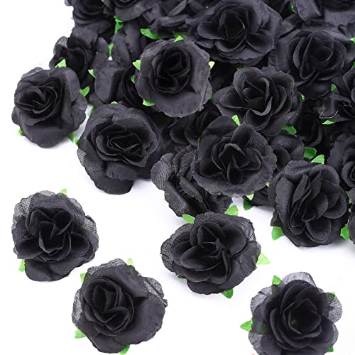 Kesote 50 Stück künstliche Rosenköpfe aus Seide, künstliche Rosen, Dekoration für Hochzeit, Party, Zuhause, Schwarz, 4 cm von Kesote