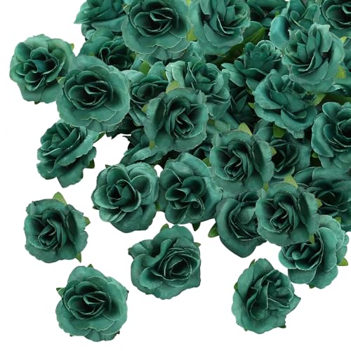 Kesote 50x Künstliche Blumenköpfe Blütenköpfe Kunst Blumen Rosen Köpfe für Hochzeit Party Deko DIY (Ø 4cm, Grün) von Kesote