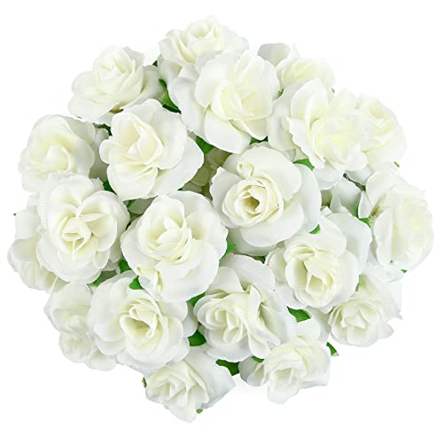 Kesote 50x Künstliche Blumenköpfe Blütenköpfe Kunst Blumen Rosen Köpfe für Hochzeit Party Deko DIY (Ø 4cm, Hellgelb) von Kesote