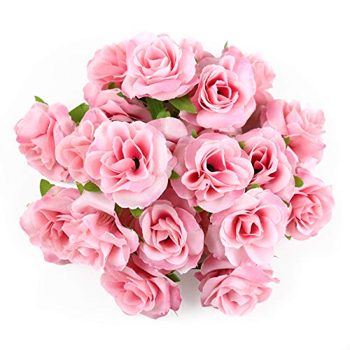 Kesote 50x Künstliche Blumenköpfe Blütenköpfe Kunst Blumen Rosen Köpfe für Hochzeit Party Deko DIY (Ø 4cm, Rosa) von Kesote