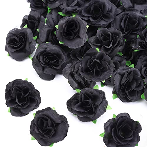 Kesote 50x Künstliche Blumenköpfe Blütenköpfe Kunst Blumen Rosen Köpfe für Hochzeit Party Deko DIY (Ø 4cm, Schwarz) von Kesote