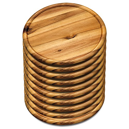 10er SET KESPER 28462 Pizzateller 32 cm aus FSC-zertifiziertem Akazienholz/Holzteller/Pizzaunterlage/Pizza-Holzteller/Holzgeschirr von Kesper
