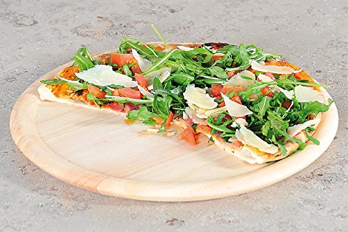 Kesper 2 Stück Pizzateller, Holzpizzateller, Holzteller, aus Gummibaumholz, Stärke 2 cm, Ø 32 cm, mit Rand von Kesper