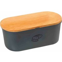 Kesper - Brotbox schwarz 34 x 14 x 18 cm aus schwarzem Melamin, mit Schneidbrett aus Buche von Kesper