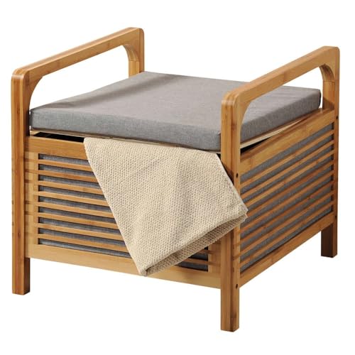 FSC Bambus Holz - Hocker mit Stauraum und Sitzkissen - Pouf Sitzhocker - Sofa Hocker Bank - Maße: 50 x 49 x 47 Cm FSC Bambus Holz - Hocker mit Stauraum und Sitzkissen - Pouf Sitzhocker - Sofa Hocker Bank - Maße: 50 x 49 x 47 Cm von Kesper