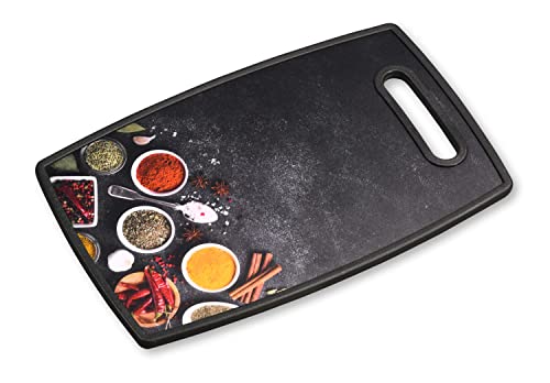 KESPER 30816 Schneide- & Servierbrett, Kunststoff, Motiv SPICES/Schneidbrett von Kesper