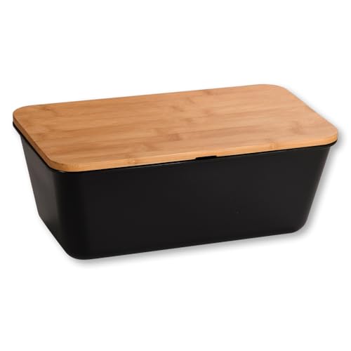 Kesper | Brotbox, Material: Kunststoff, Bambus, Maße: B: 35 x H: 20 x T: 13,5 cm, Farbe: Schwarz, Braun | 58498 von Kesper