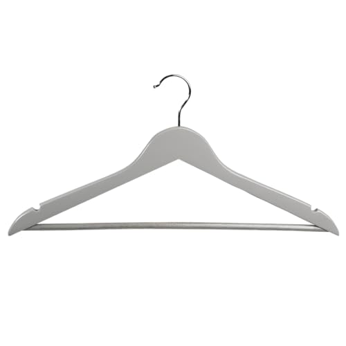KESPER | Formkleiderbügel - 8er Pack, Material: Lotusholz mit Anti-Rutsch-Lackierung, Metall, Maße: 44,5 cm breit, Farbe: Grau | 67165 KESPER | Formkleiderbügel - 8er Pack, Material: Lotusholz mit Anti-Rutsch-Lackierung, Metall, Maße: 44,5 cm breit, Farbe: Grau | 67165 von Kesper