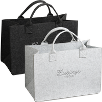 KESPER Henkeltasche "Aufbewahrungstaschen „Lieblingstasche“ im 2-er Set, in Filz-Optik" 2 verschiedene Farben, 100% Polyester, 50x25x34 cm von Kesper