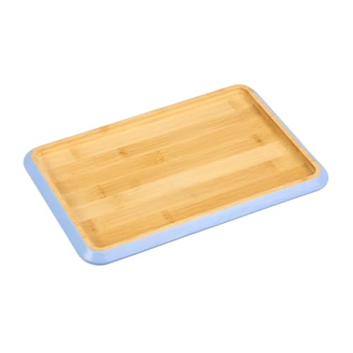 KESPER | Servierbrett | Material: Bambus - FSC®-zertifiziert | mit BIOFA-Öl | Maße: 30, 5 x 20 x 2 cm | Farbe: Braun mit blauem Rand | Serviertablett Holz | 58372 von Kesper