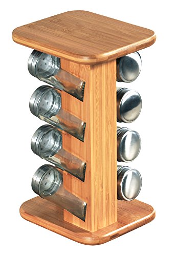 Kesper 19099 Gewürzkarussell mit 8 leeren Gläsern, 15 x 25,5 x 13 cm, Bambus von Kesper