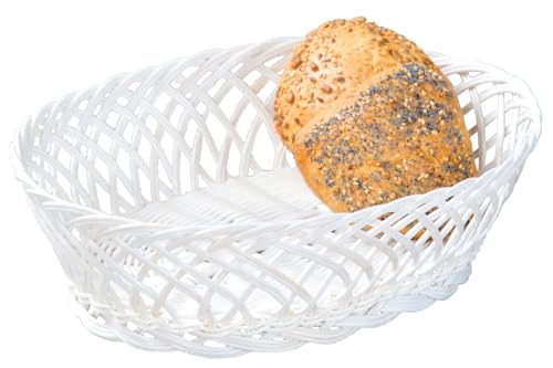 Kesper 19880 Brotkorb aus Kunststoffgeflecht oval, 31 x 23,5 x 8,5 cm, weiß von Kesper