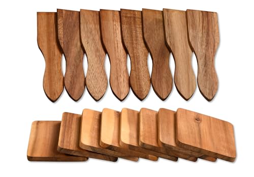Kesper 28968 + 28958 | Raclette - Spachtel und Brettchen je im 8er Set aus Akazienholz | Racletteschieber/Racletteschaber/Raclettespachtel von Kesper