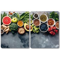 Kesper 2er Set XL Herdabdeckplatte Healthy Kitchen, je 38,5 x 50 cm, 8 mm Sicherheitsglas, für Kochfelder bis 80 cm, Küchenarbeitsplatten von Kesper