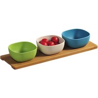 Kesper 3 Dippschalen mit Tablett, Soßenset, Saucenset, aus Bambus Fibre, in petrol, Maße: ca. 340 x 110 x 55 mm von Kesper