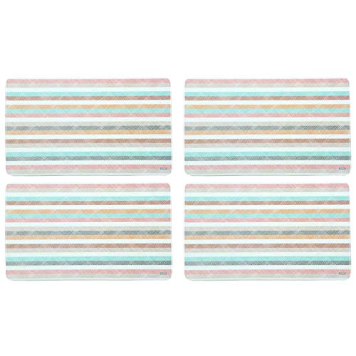 Kesper 31254 Dekor-Frühstücksbrettchen mit Streifen, Melamin, eckig 23,5 x 14,5 x 0,4 cm, mehrfarbig (4 Stück) von Kesper