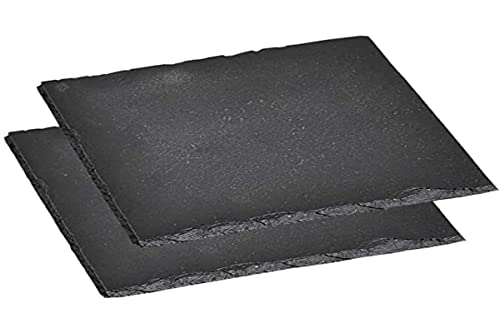 Kesper 38109 Servierplatte, 2er Pack, Schieferplatte, Buffet-Platte, aus Schiefer, geölt, Maße: 200 x 200 mm, schwarz von Kesper