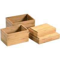 Kesper 4er Set Ordnungsboxen aus FSC-Bambus, Holz Aufbewahrungsboxen für Wohnbereich & Kinderzimmer, stapelbar von Kesper