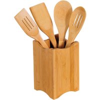 Kesper 5-tlg. Küchenhelfer-Set, je 2x Bratenwender (mit/ohne Schlitz), je 2x runder Kochlöffel (mit/ohne Schlitz), Ständer 11 x 11 cm, Höhe 18 cm von Kesper