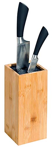 KESPER Messerblock aus FSC®-Bambus – flexibler & nachhaltiger Messerhalter mit herausnehmbaren Kunststoffborsten, 10x10x23 cm, ohne Messer - 58022 von Kesper