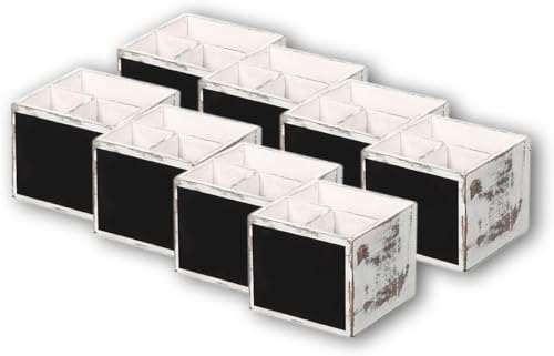 Kesper 66277 | Besteckbox mit Kreidetafel, 8er Pack Maße: 12 x 12 x 10 cm, Farbe: weiß von Kesper