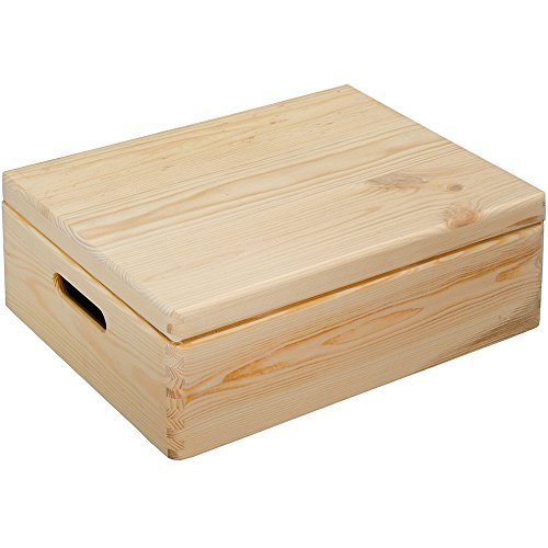 Kesper 69501 Allzweckkiste 40x30x14cm mit Deckel aus Kiefer, Braun, 40 x 30 x 14 cm von Kesper