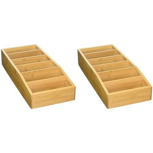 Kesper | Aufbewahrungsbox, Material: FSC®-zertifizierter Bambus, Maße: 15 x 35 x 7 cm, Farbe: Braun | 70822 (Packung mit 2) von Kesper