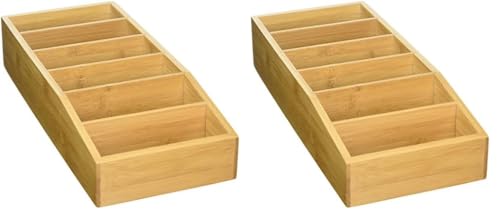 Kesper | Aufbewahrungsbox, Material: FSC®-zertifizierter Bambus, Maße: 15 x 35 x 7 cm, Farbe: Braun | 70822 (Packung mit 2) von Kesper