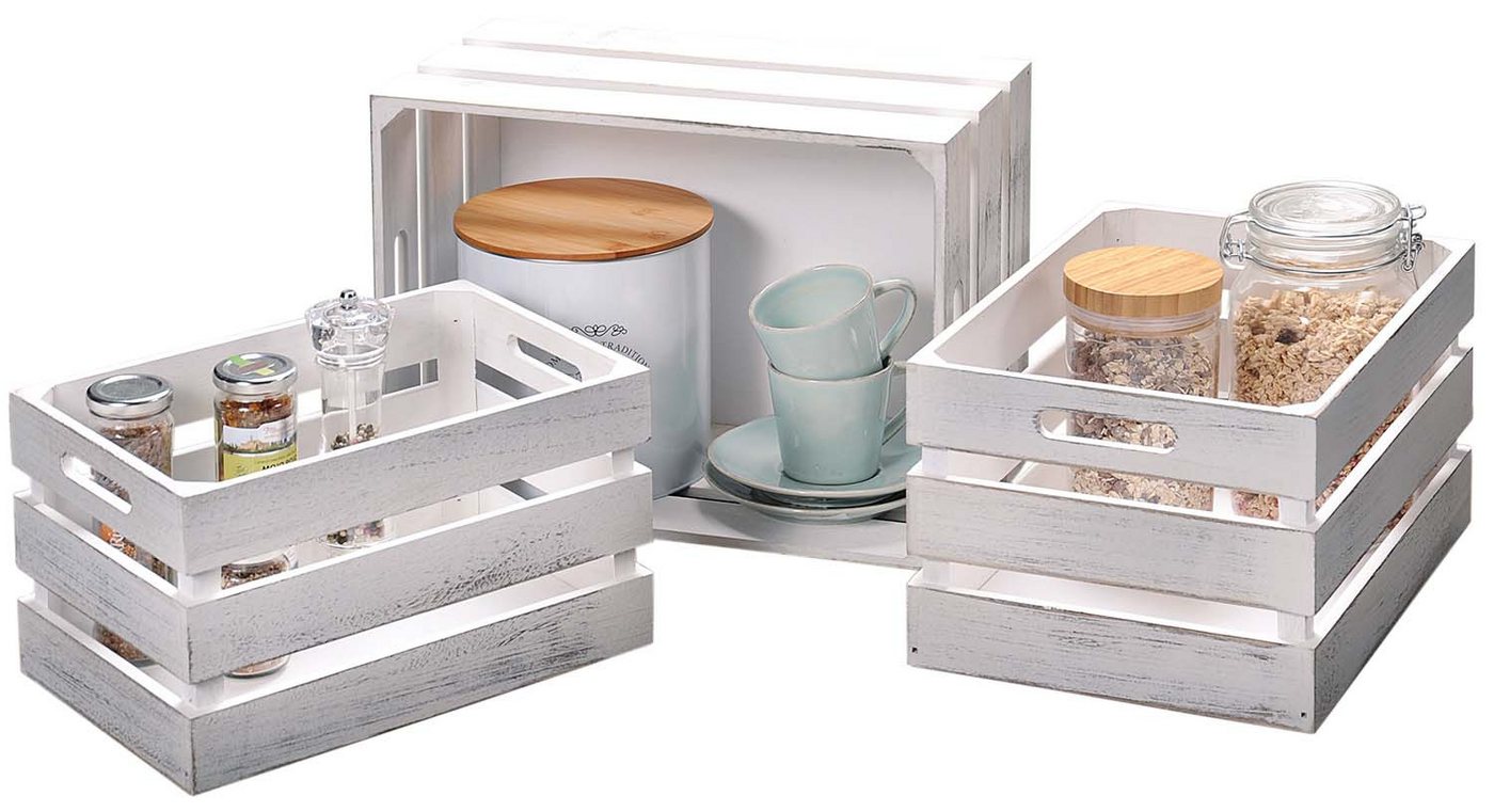Kesper Aufbewahrungsbox 3er Set Aufbewahrungsboxen - Antik Weiß von Kesper