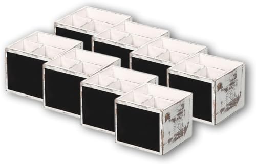 Kesper 66277| 8er Set Besteckboxen mit Kreidetafel gefertigt aus Pappel 12 x 12 x 10 cm von Kesper
