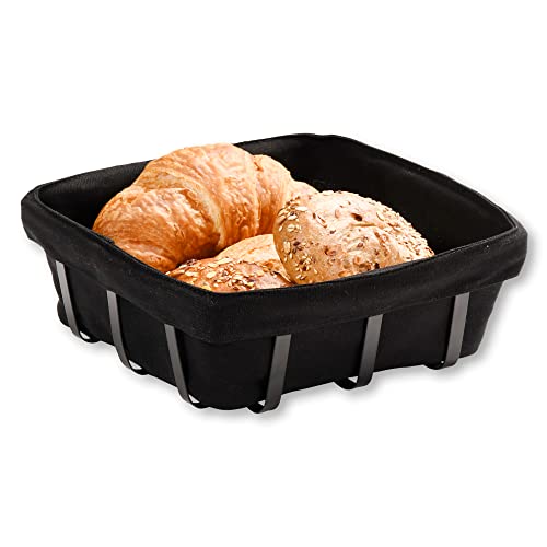 Kesper | Brot- und Obstkorb, Material: Stoff, Metall, Maße: 22 x 22 x 9,5 cm, Farbe: Schwarz | 90885 von Kesper