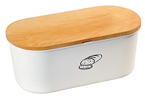 Kesper | Brotbox, Material: Kunststoff, Buchenholz, Maße: 33,5 x 18 /Höhe: 14 cm, Farbe: Weiß, Braun | 85090 von Kesper