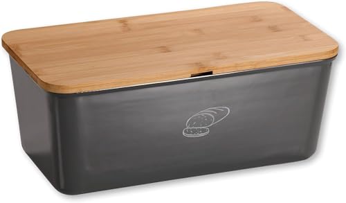 Kesper Brotbox 58089 in grau mit Deckel aus Bambus B 34 x T 17 x H 14 von Kesper