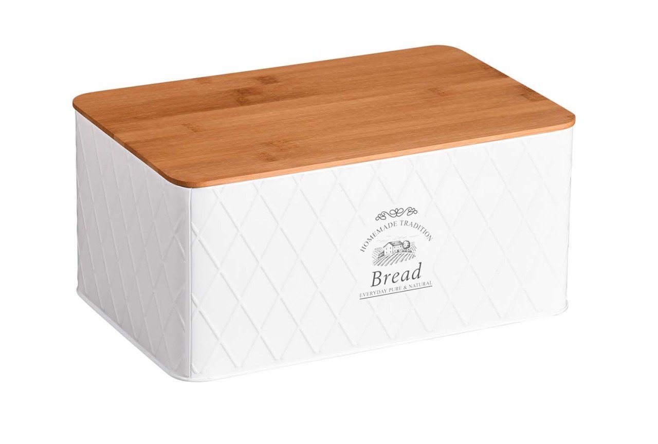 Kesper Brotkasten Brotbox aus Metall mit Schneidebrett aus Bambus von Kesper