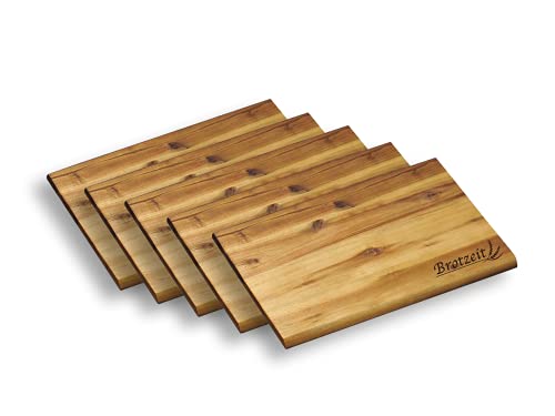 KESPER - 5er Pack - Frühstücksbrettchen XL mit Einbrand Brotzeit - 32 x 21 cm - Essbrett - Akazie - Holz KESPER - 5er Pack - Frühstücksbrettchen XL mit Einbrand Brotzeit - 32 x 21 cm - Essbrett - Akazie - Holz von Kesper