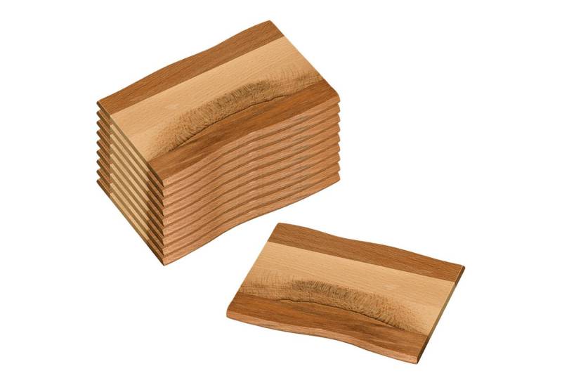 Kesper Frühstücksbrett 10 Stück Frühstücksbrettchen, Kernbuche - 23 x 15cm, Holz, (10-St), zum Brandmalen oder für eine Laser Gravur geeignet von Kesper