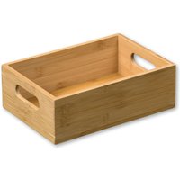 Kesper Holz Aufbewahrungsbox aus FSC-Bambus 24 x 16,5 x H8 cm, Stapelkiste mit Grifflöchern, Spielzeugkiste, Behälter für Gewürze von Kesper