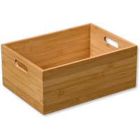 Kesper Holz Aufbewahrungsbox aus FSC-Bambus 33 x 24 x H13,5 cm, Stapelkiste mit Grifflöchern, Spielzeugkiste, Behälter für Gewürze von Kesper