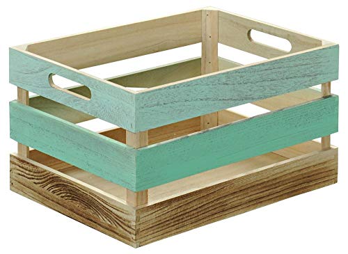 Kesper Holz Aufbewahrungsbox maritim 35 x 25 x H19,5 cm Größe M, Transportbox mit Griffen, Dekoration, Holzkiste aus Paulownia Holz, FSC von Kesper