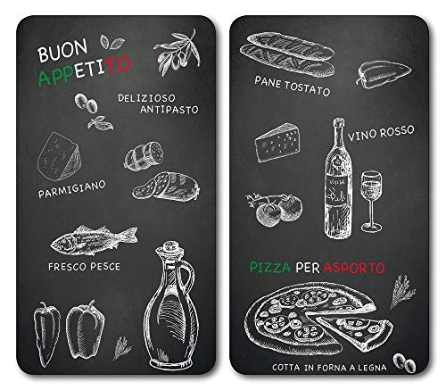 Kesper Juypal_365386 2 Stück Ristorante Design Multi-Glas Schneideplatte, 52 x 30 x 0,8 cm, Mehrfarbig von Kesper