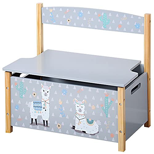 Kesper| Kindersitzbank, Material: Spanplatte, Maße: B 60 H 56 T 34,5 cm, Motive: Alpaka, Farbe: Grau | 17701 13 von Kesper